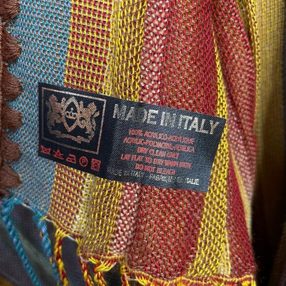 Rhonda Stark Southwestern Italian Acrylic Carnival Stripe Fringe Serape Shawl OS - Picture 9 of 10